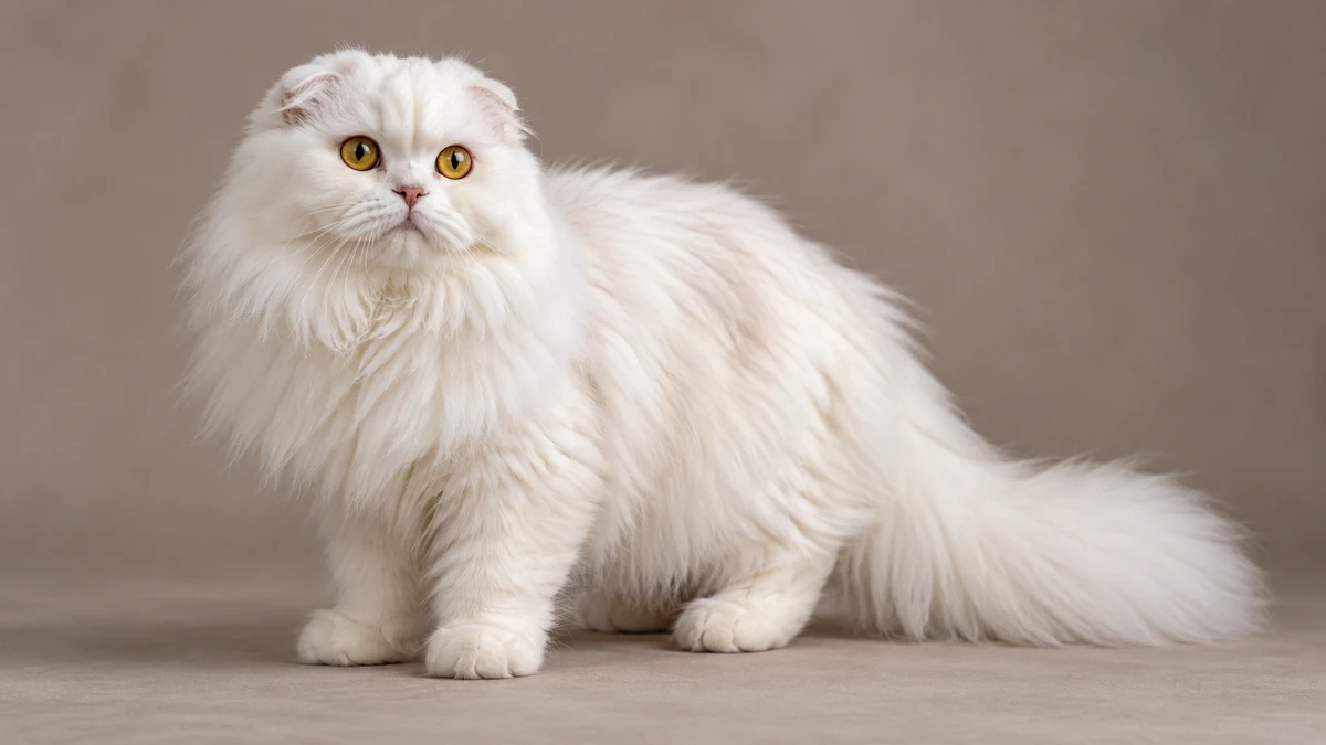 Scottish Fold Longhair kedi — beyaz