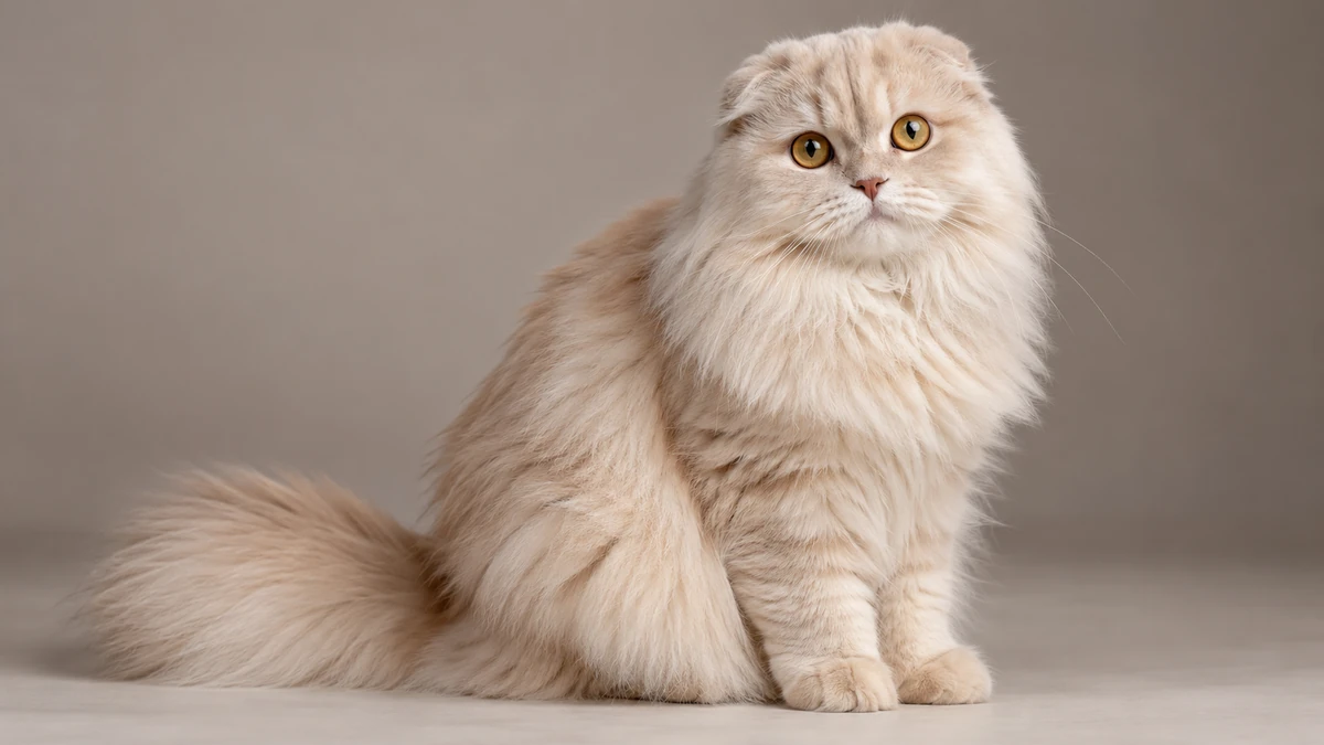 Scottish Fold Longhair kedi — krem