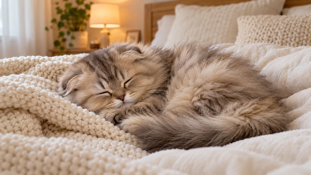 Scottish Fold Longhair ilan — uyuyan Scottish Fold Longhair yavru ilan fotoğrafı